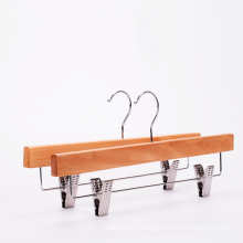 Assessed Supplier PENGFEI Hot sale natural wooden pant hanger with clips for adult pants